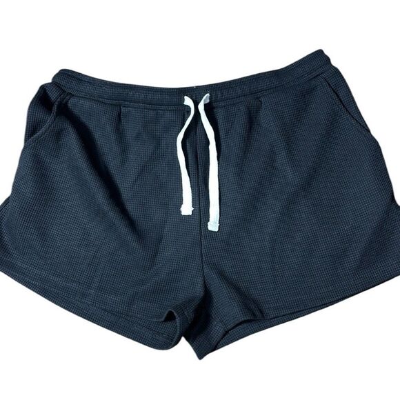 Allfenix women’s black waffle shorts large drawstring lounge athleisure nwt - Picture 1 of 4